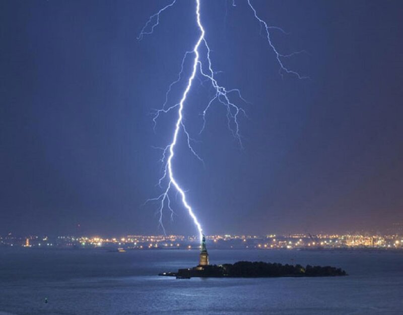 Statue of Liberty — Blue, Dramatic, Night