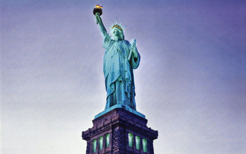 Statue of Liberty — Blue, Dramatic, Sunset, Photograph