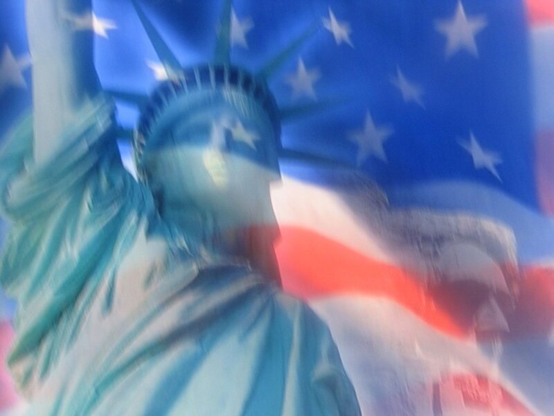 Statue of Liberty — Blue, Patriotic, Photograph, Flag