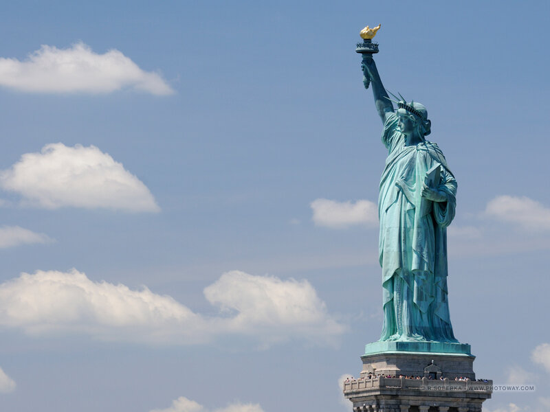 Statue of Liberty — Blue, Serene, Afternoon, Photograph, Sky