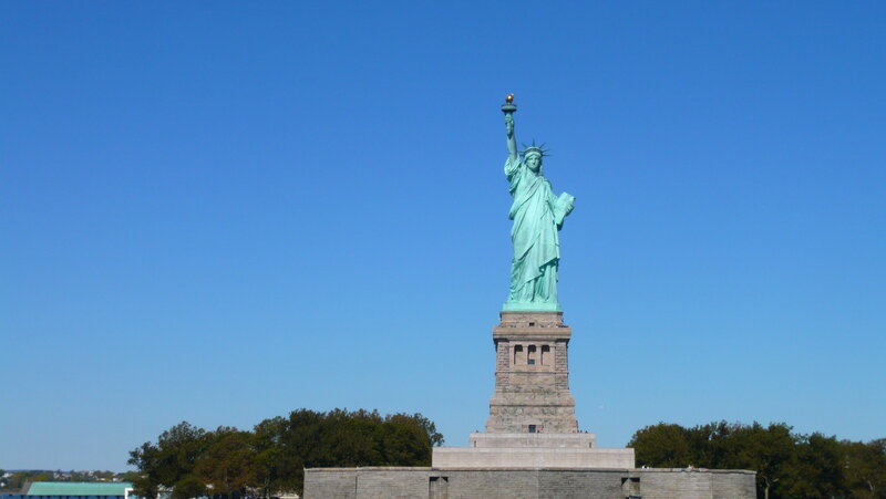 Statue of Liberty — Blue, Serene, Afternoon, Photograph, Sky, Trees