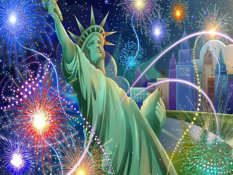 Statue of Liberty fireworks