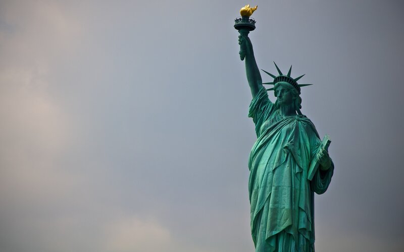 Statue of Liberty — Green, Dramatic, Photograph, Torch