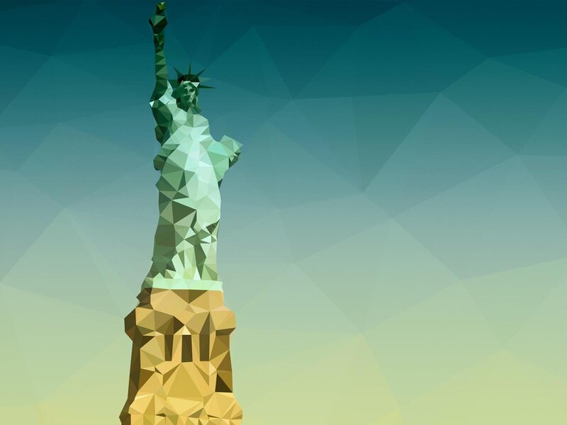 Statue of Liberty — Green, Serene, Digital Art, Sky, Pedestal