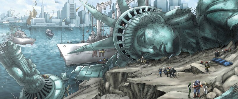 Statue of Liberty Head — Blue, Dramatic, Afternoon