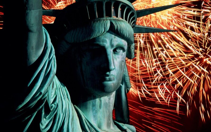 Statue of Liberty Head — Green, Dramatic, Night