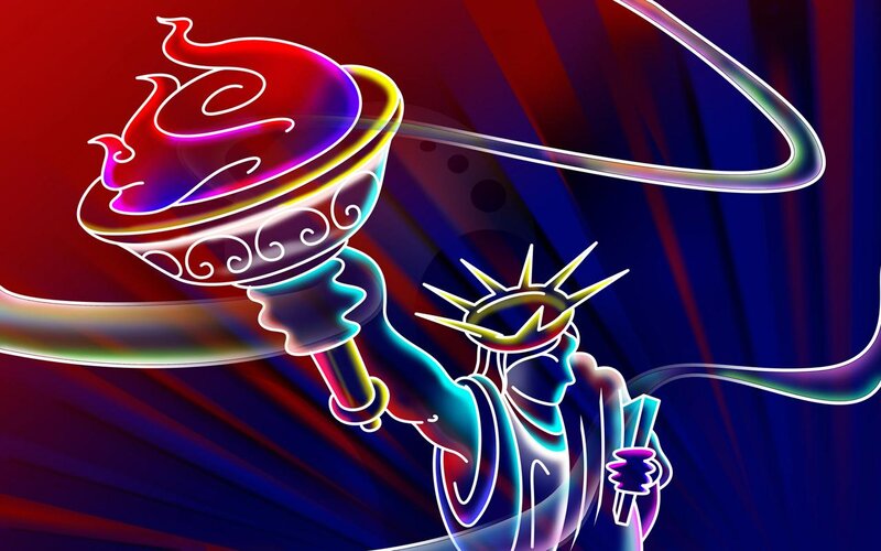 Statue of Liberty Holding Torch — Red