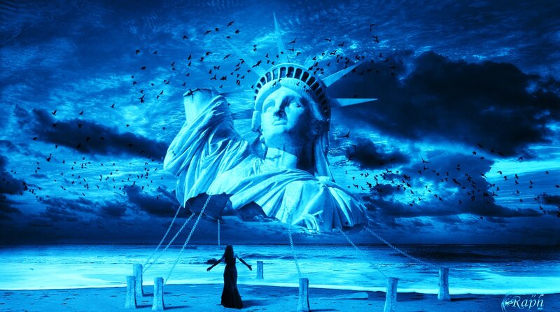 Statue of Liberty in blue sky