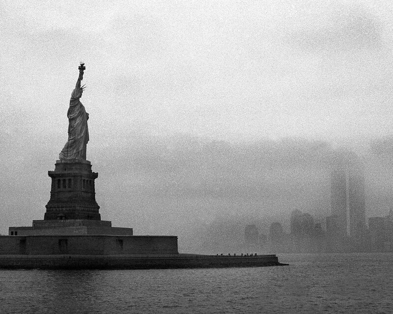 Statue of Liberty on a foggy day