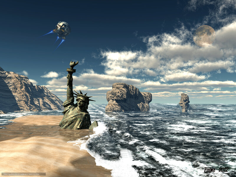 Statue of Liberty on alien beach