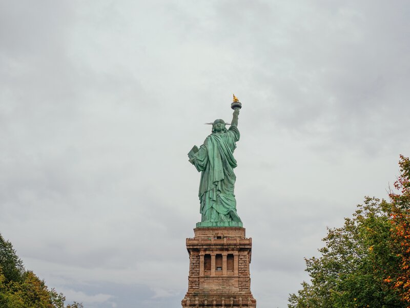 Statue of Liberty on cloudy day