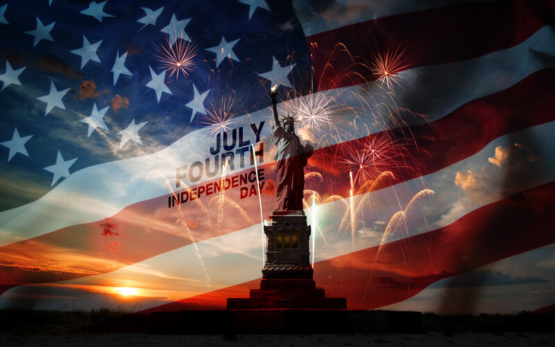Statue of Liberty — Red, Patriotic, Sunset
