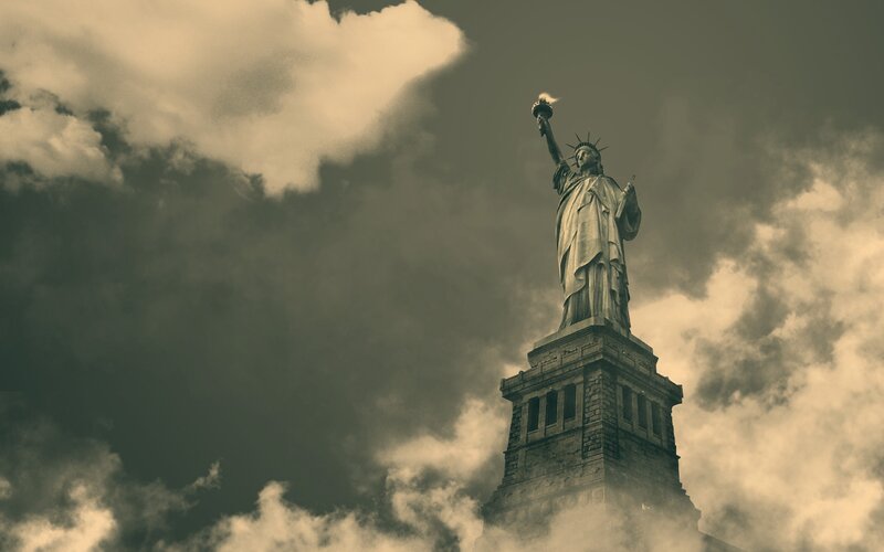 Statue of Liberty — Sepia, Dramatic