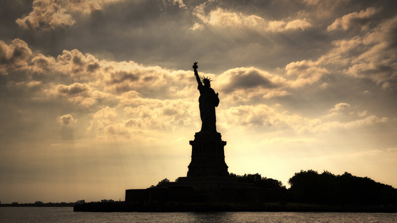 Statue of Liberty Silhouette — Black, Dramatic