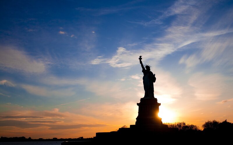 Statue of Liberty Silhouette — Blue