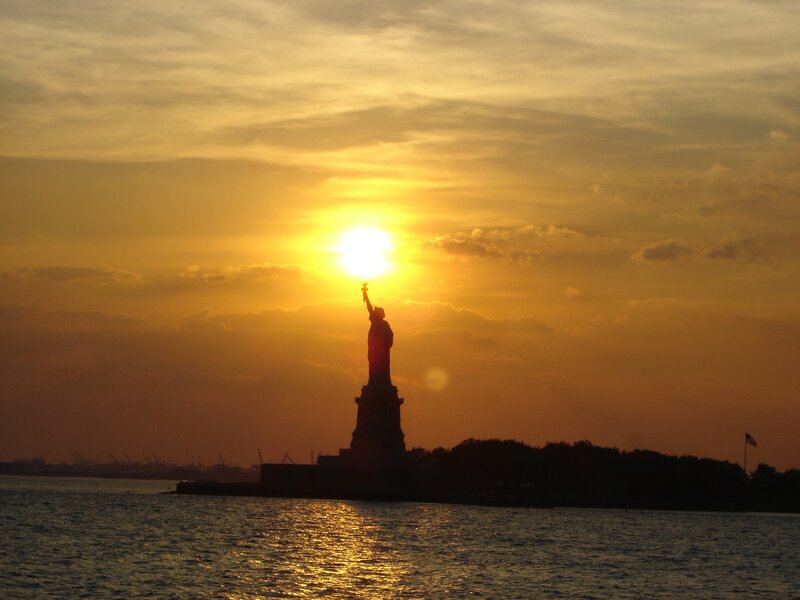 Statue of Liberty Silhouette — Yellow, Dramatic
