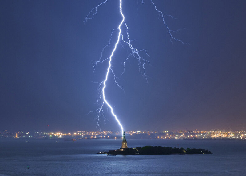 Statue of Liberty Struck by Lightning
