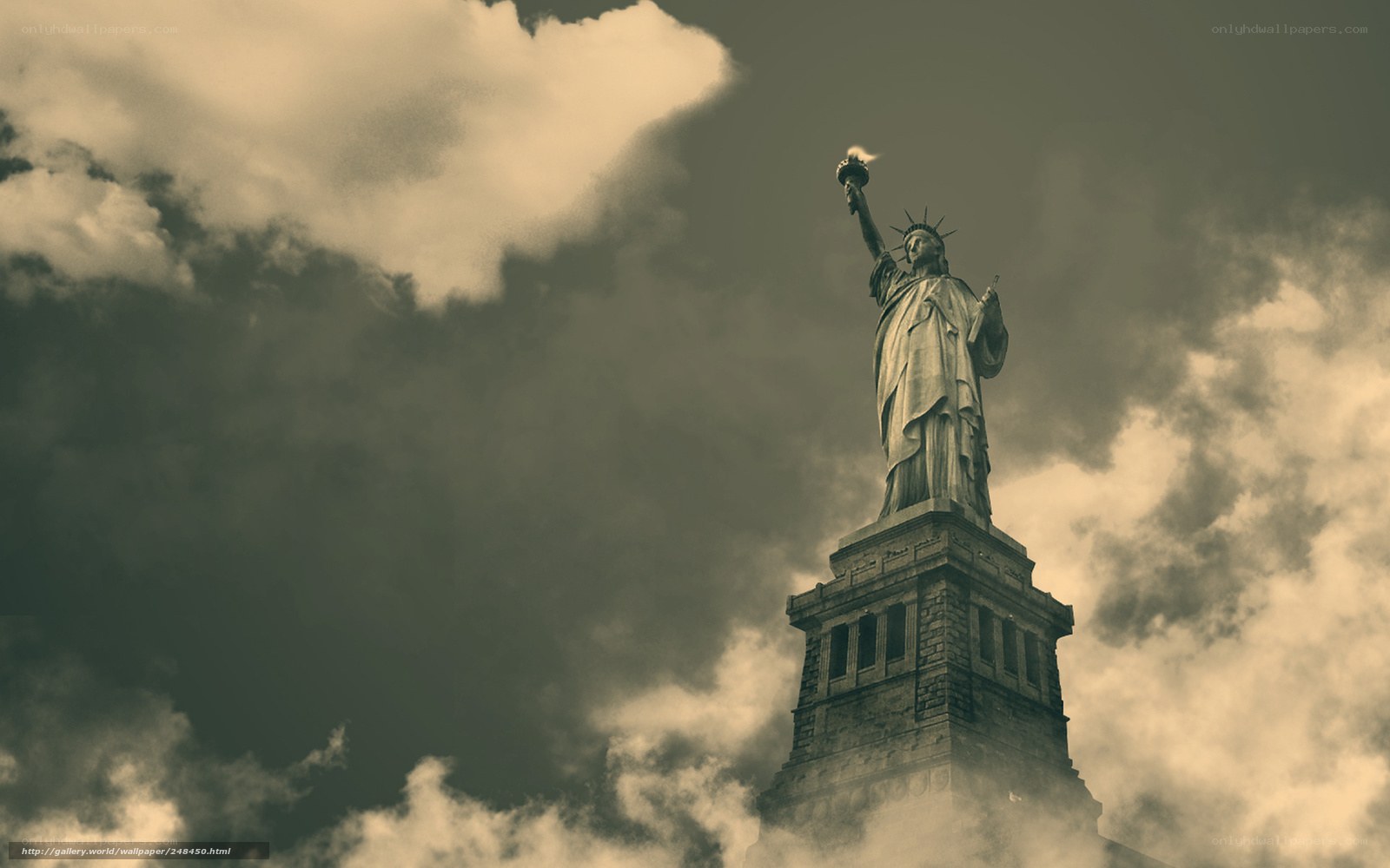 Statue of Liberty under cloudy sky