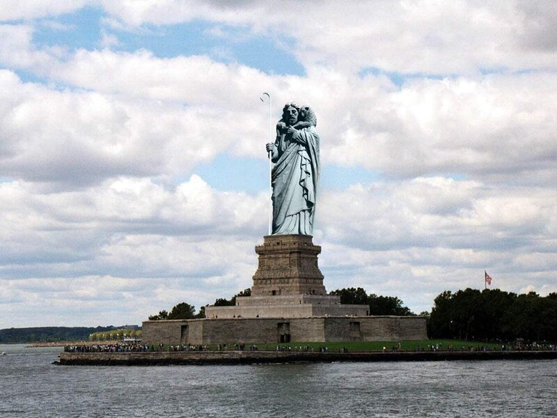 Statue of Liberty with altered head