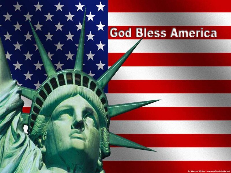 Statue of Liberty with American flag
