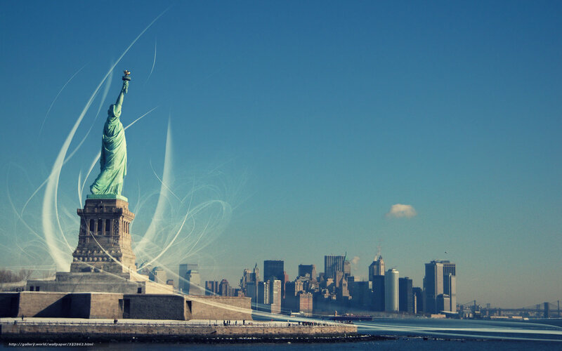 Statue of Liberty with city skyline