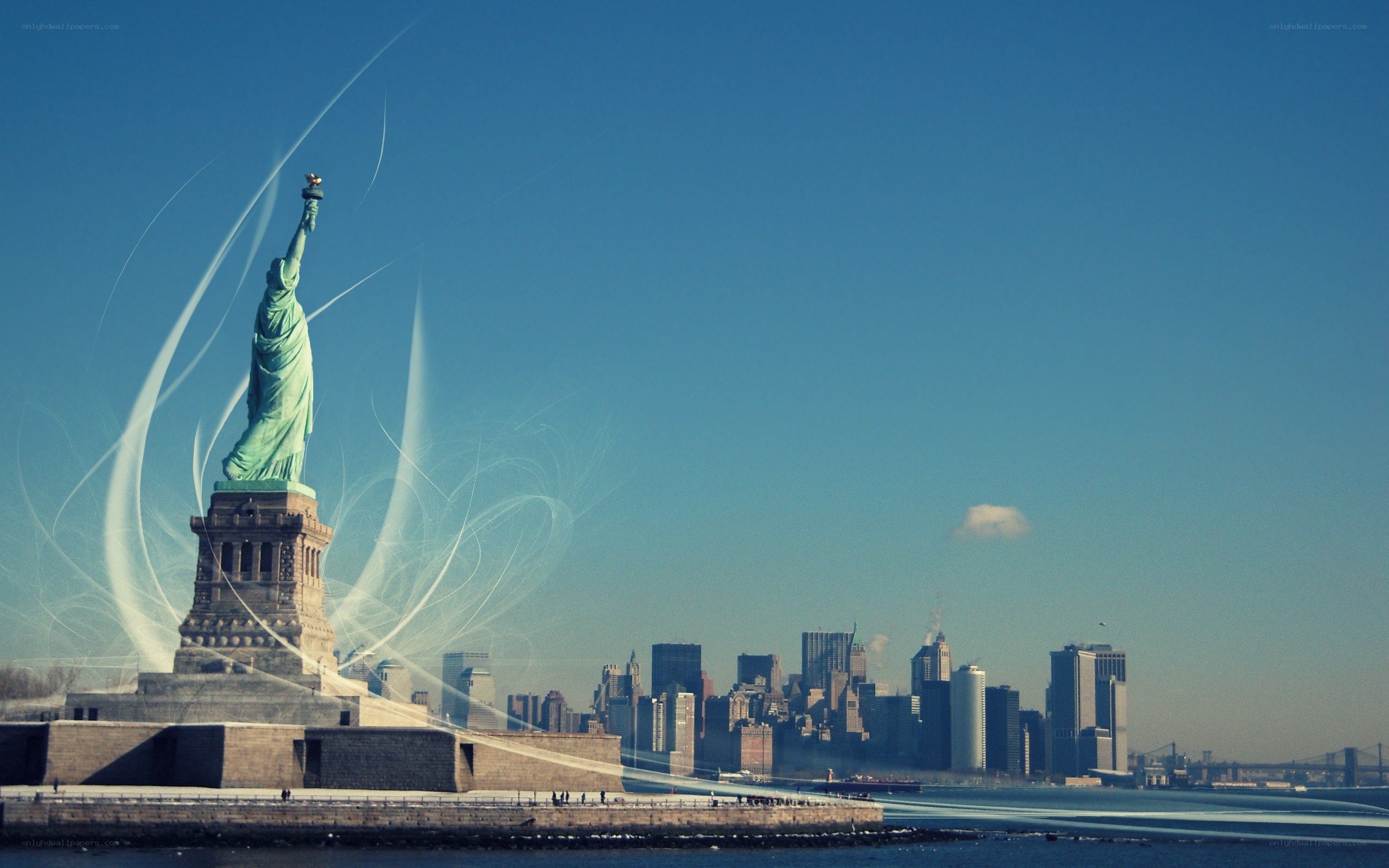 Statue of Liberty with city skyline