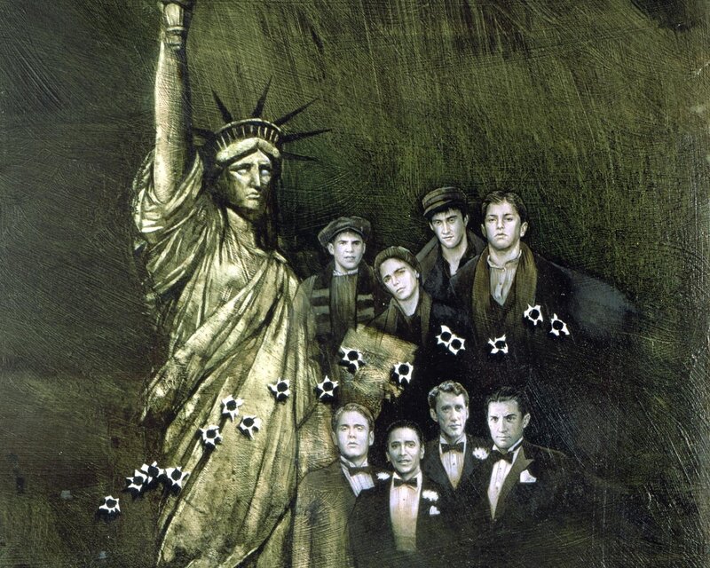 Statue of Liberty with Men — Green