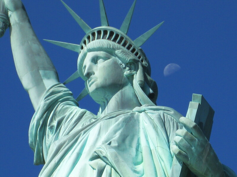 Statue of Liberty with moon