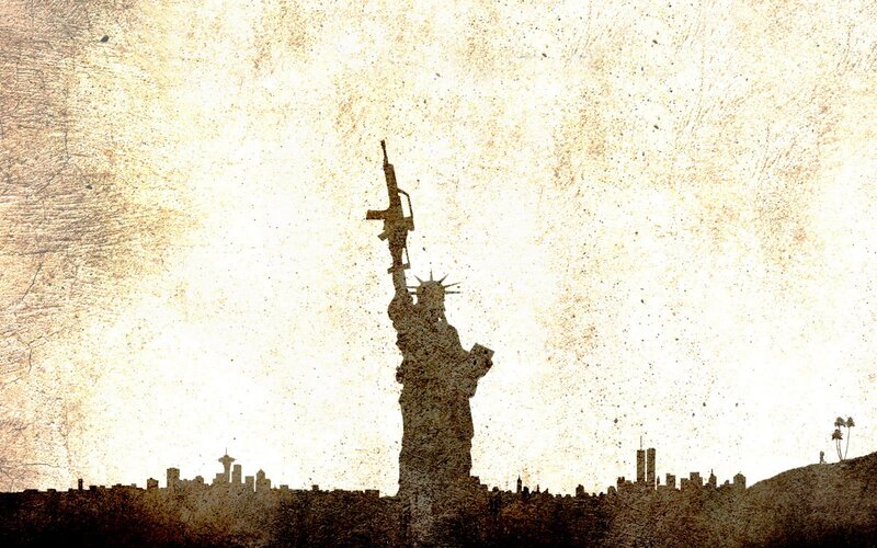 Statue of Liberty with rifle