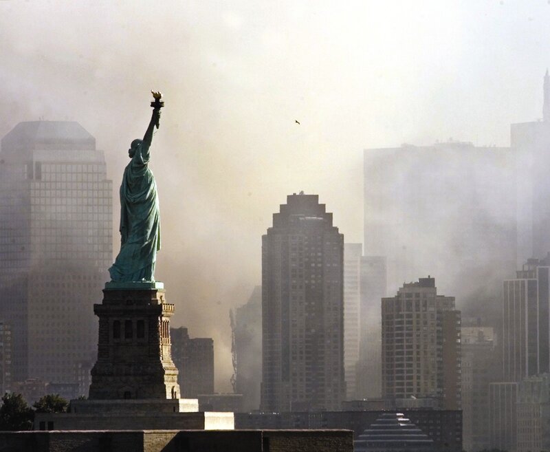 Statue of Liberty with smoke