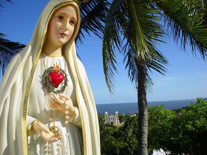 Statue of Virgin Mary — White, Serene, Afternoon, Photograph