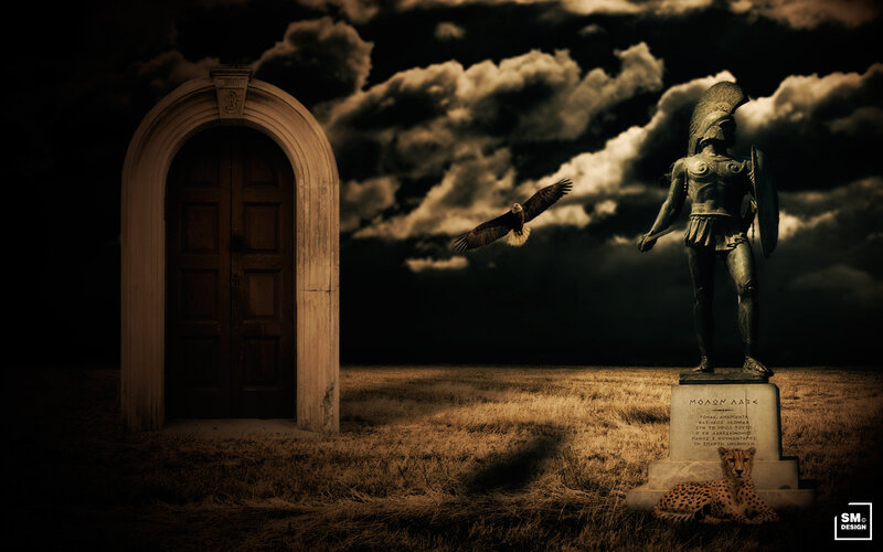 Statue of Warrior in Field