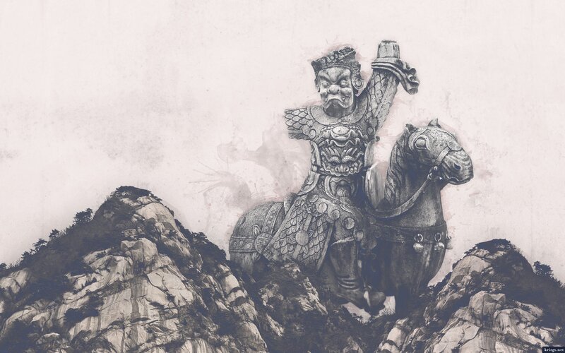 statue of warrior on horseback