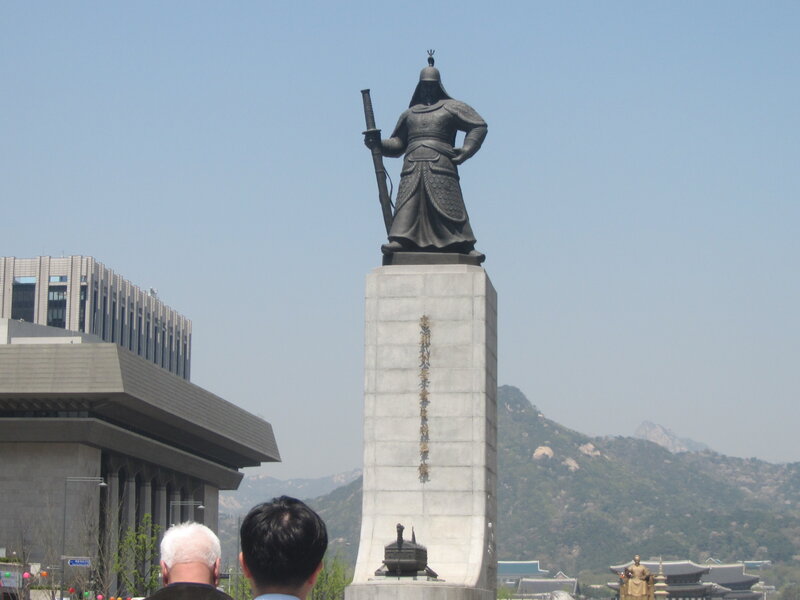 Statue of Warrior on Pedestal — Gray