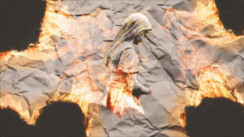 Statue of Woman in Flames