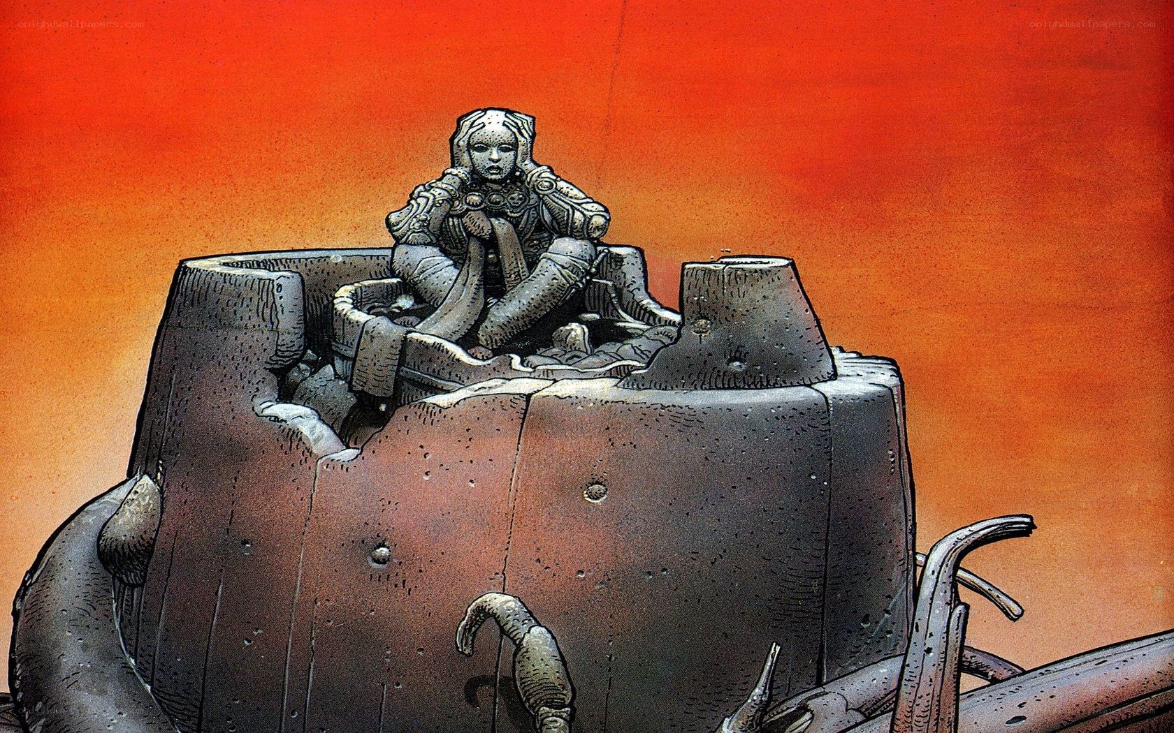 statue on a wrecked vehicle