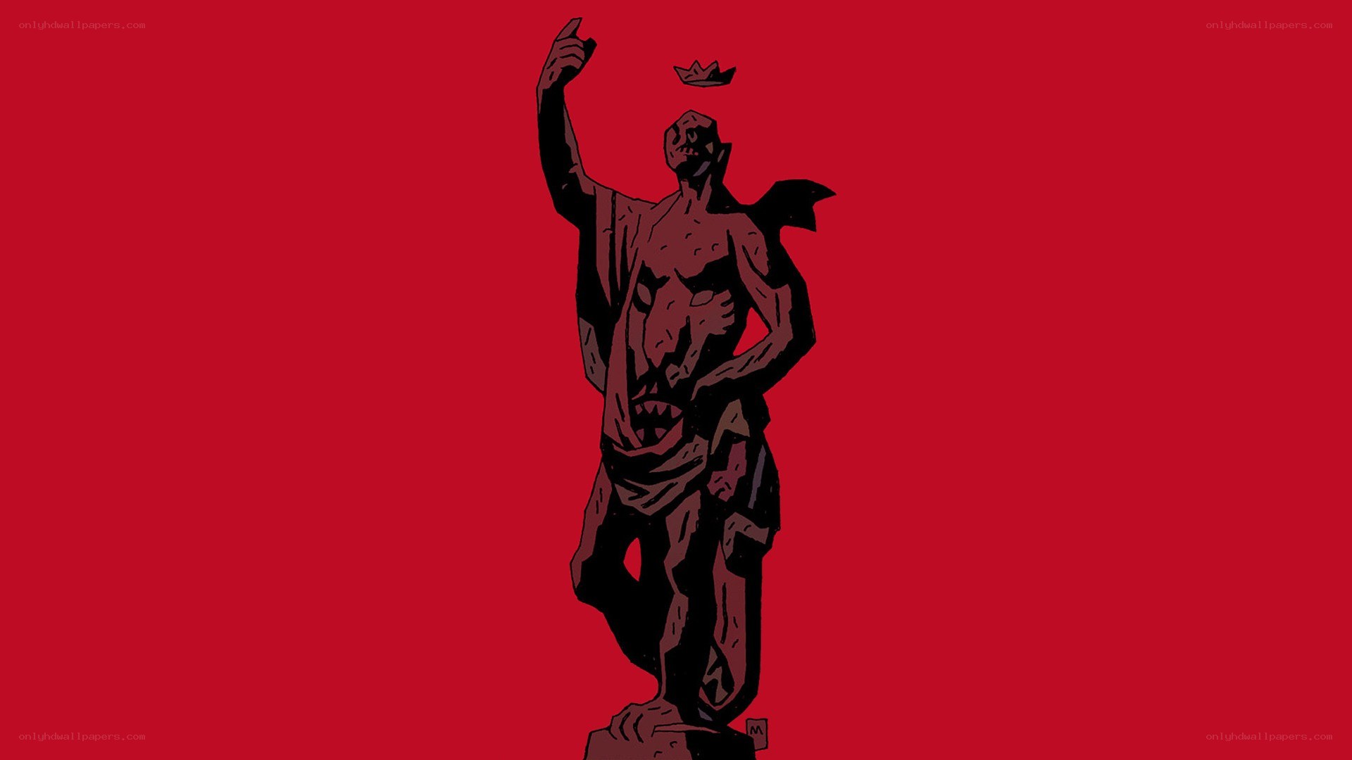 statue with crown floating above