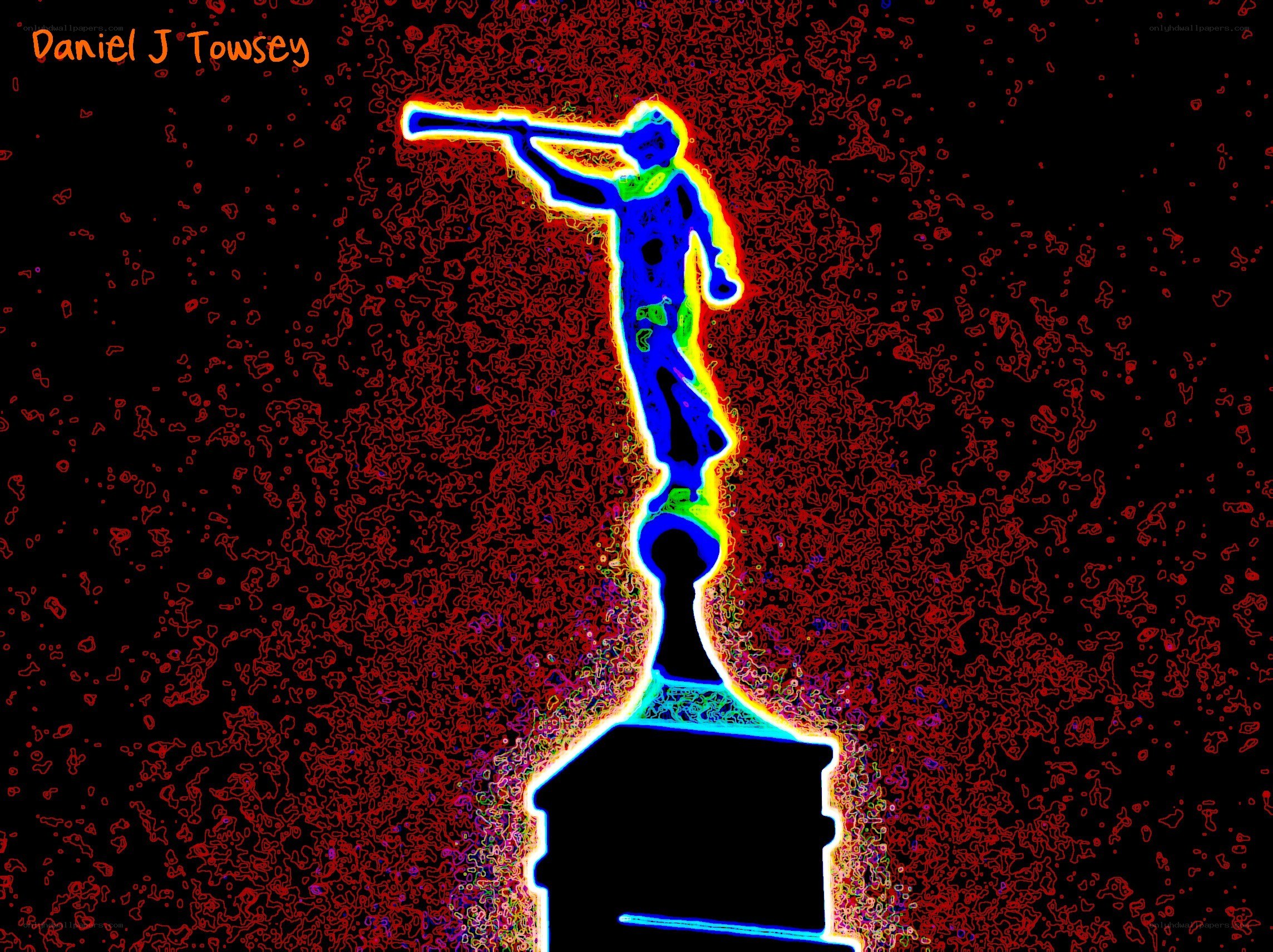 statue with glowing outline