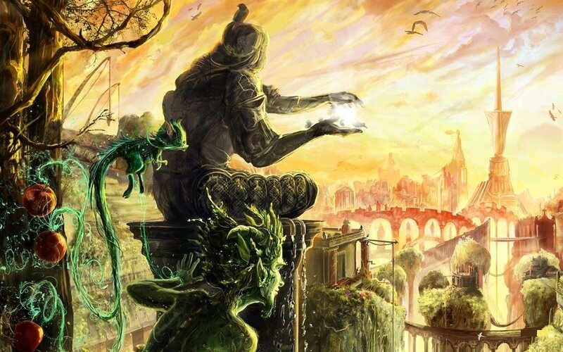Statue with Green Creature