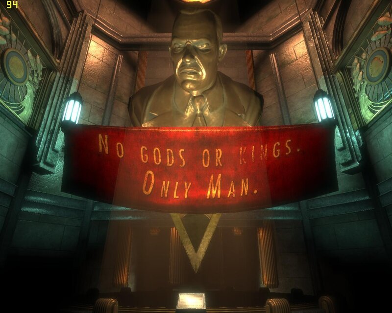 statue with revolutionary banner