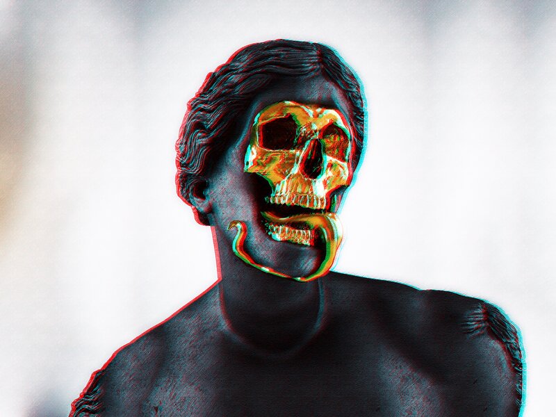 Statue with Skull Face