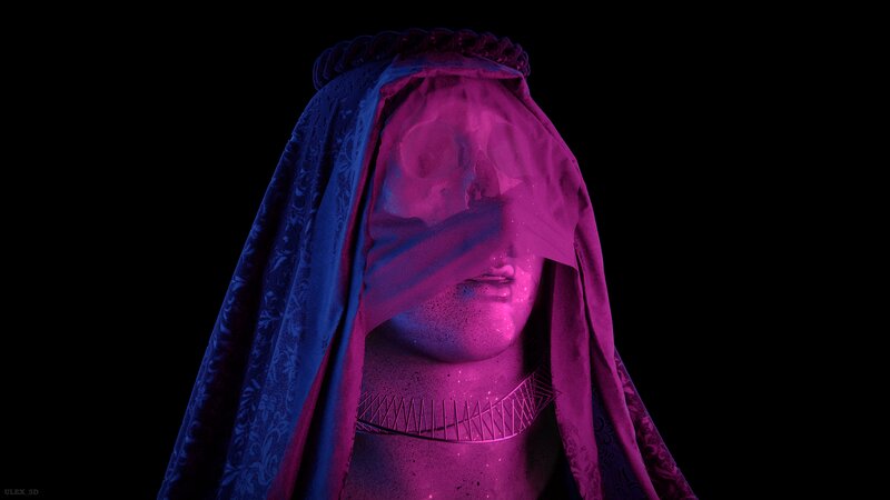 Statue with Veil and Skull — Purple