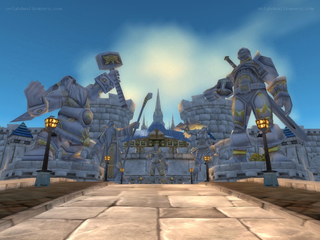 statues in a fantasy city