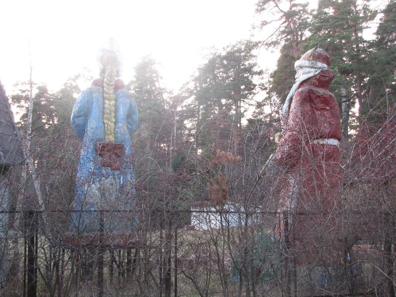 Statues in a forest