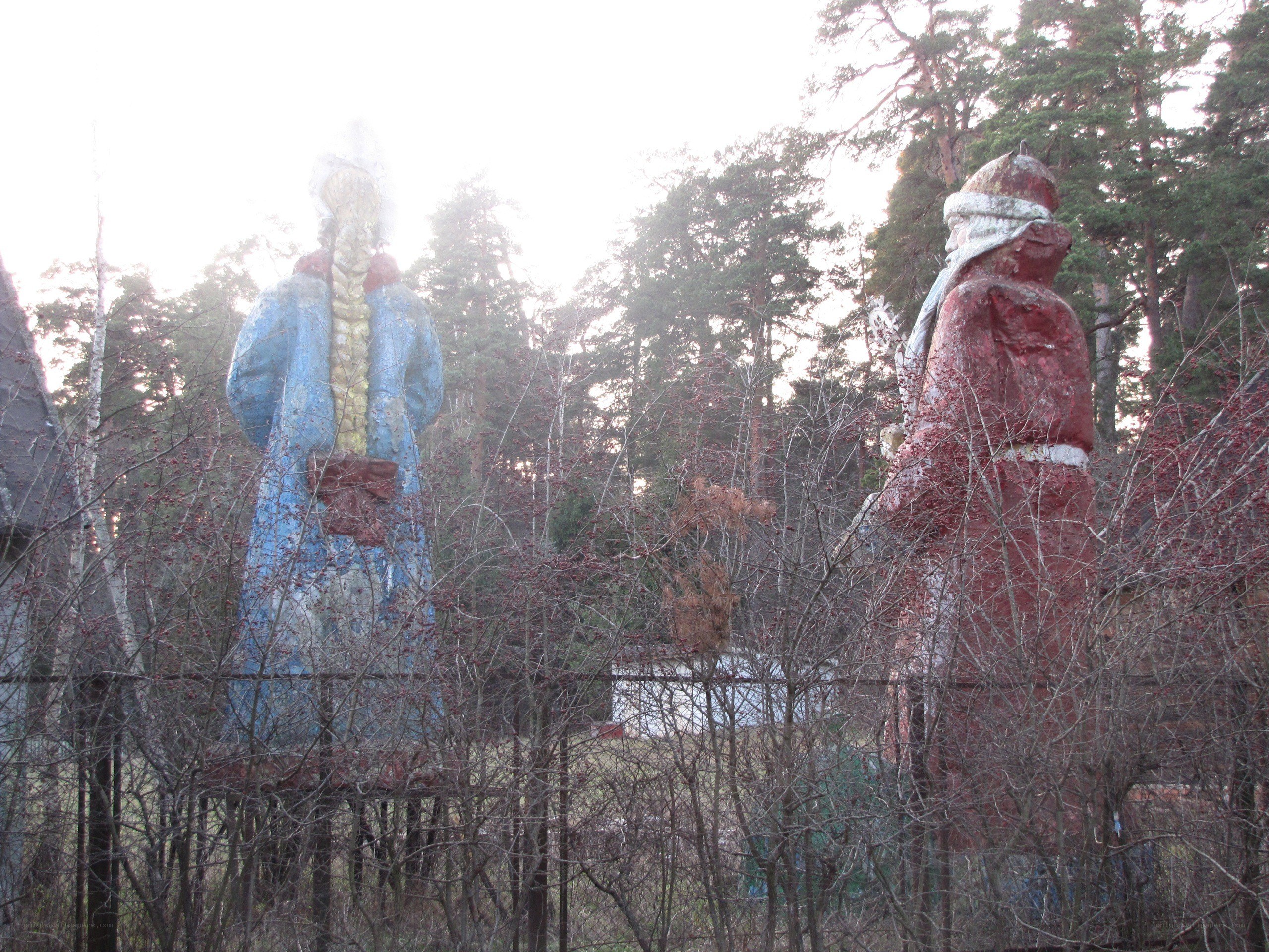 Statues in a forest