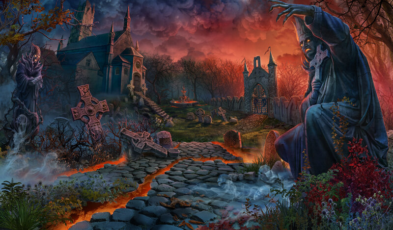 Statues in a Graveyard — Red