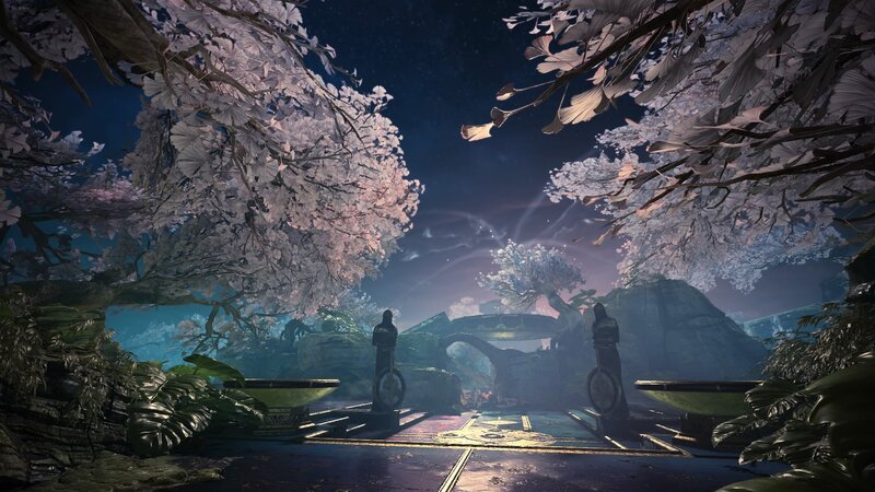 Statues in Cherry Blossom Grove