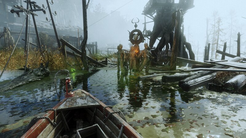 Statues in Flooded Area
