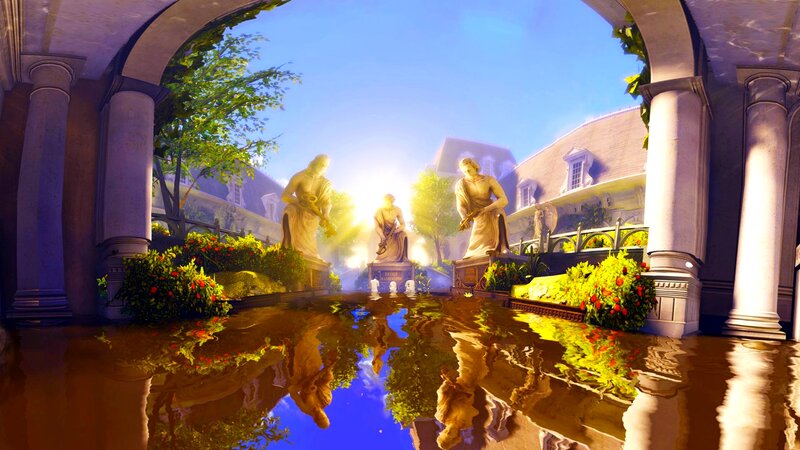 Statues in Flooded Courtyard