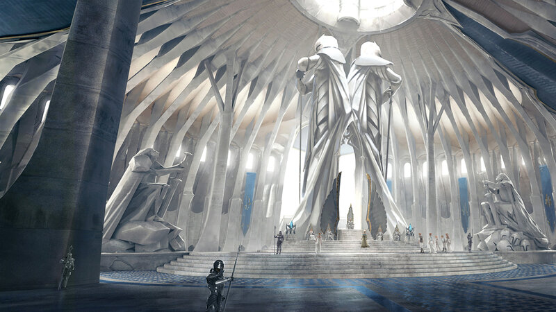 Statues in Grand Hall — White